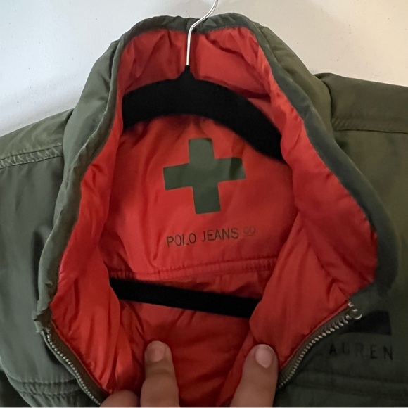 Polo Ralph Lauren unisex Reversible Down Puffer Vest Jacket orange and green - Picture 8 of 9